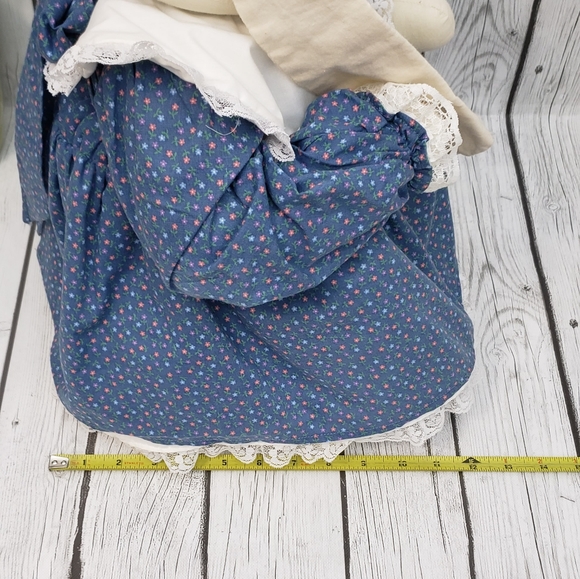 Large Sitting Vintage Handmade Plush Cloth Floppy Ears Bunny Girl Doll - Picture 12 of 14